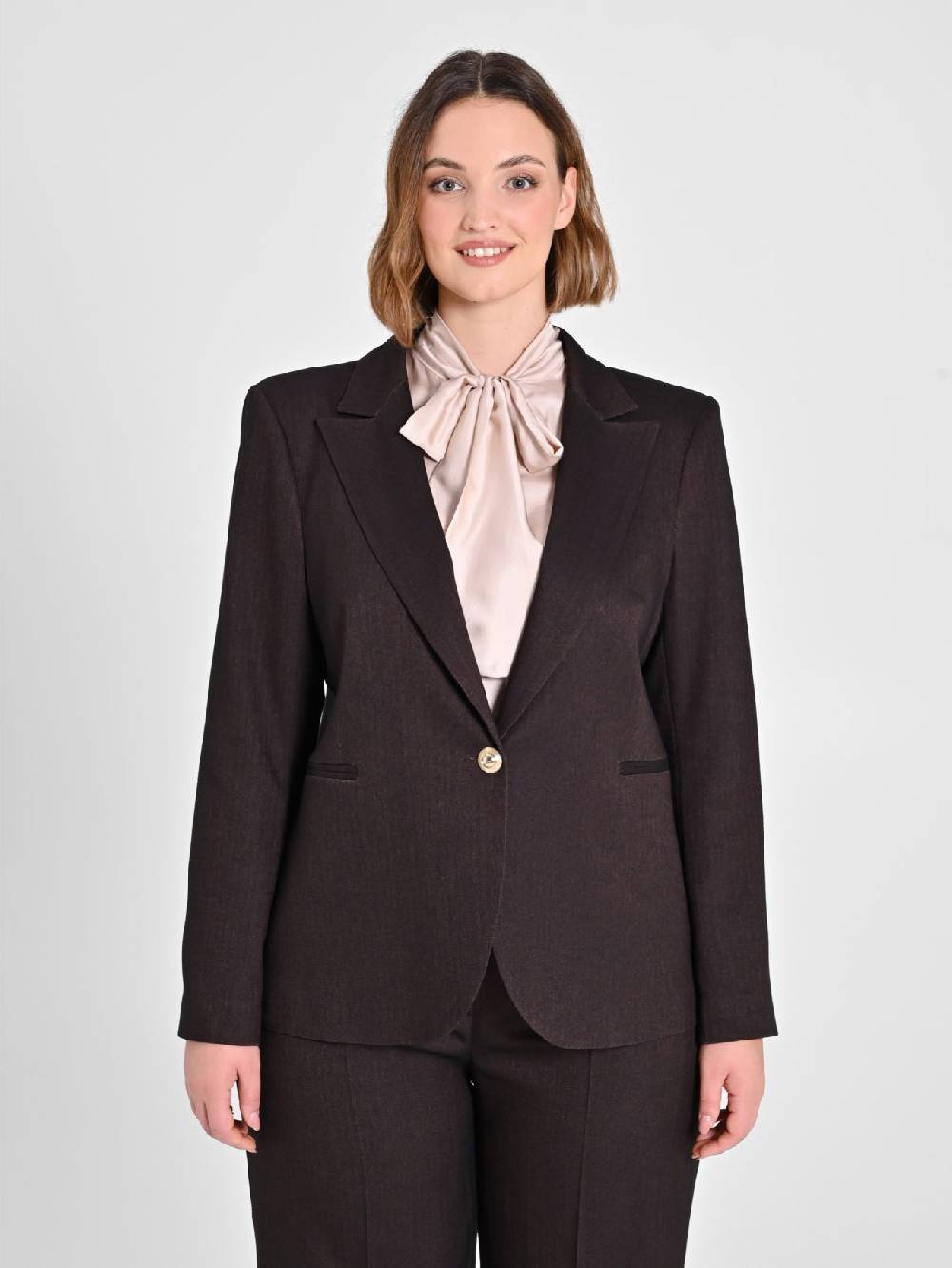 Rinascimento Giacca Curvy in Poliviscosa Marrone Vendita