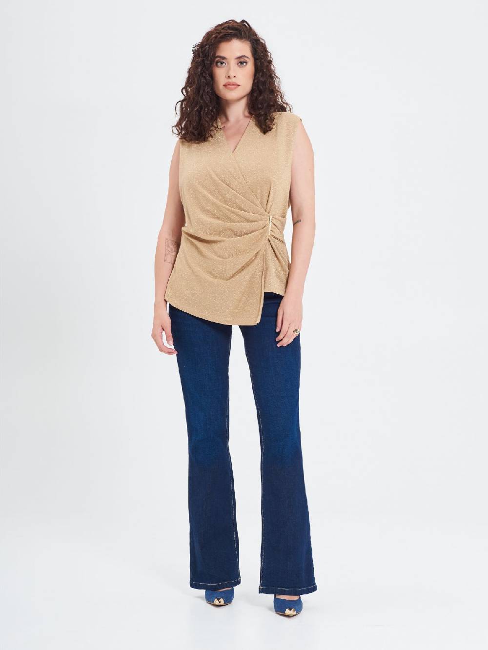 Rinascimento Top Curvy in Lurex Oro Fino Al -60%