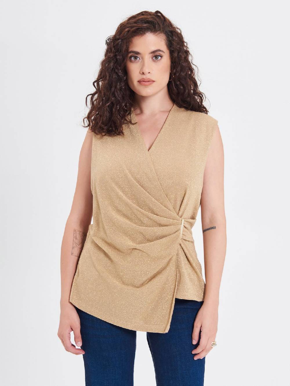 Rinascimento Top Curvy in Lurex Oro Fino Al -60%