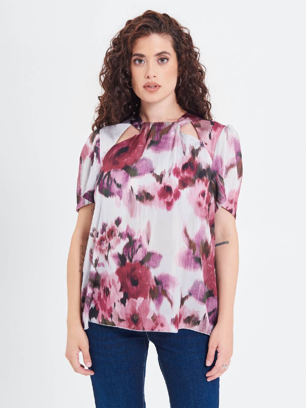 Rinascimento Blusa Curvy stampa Fiori Astratti Shopping Online
