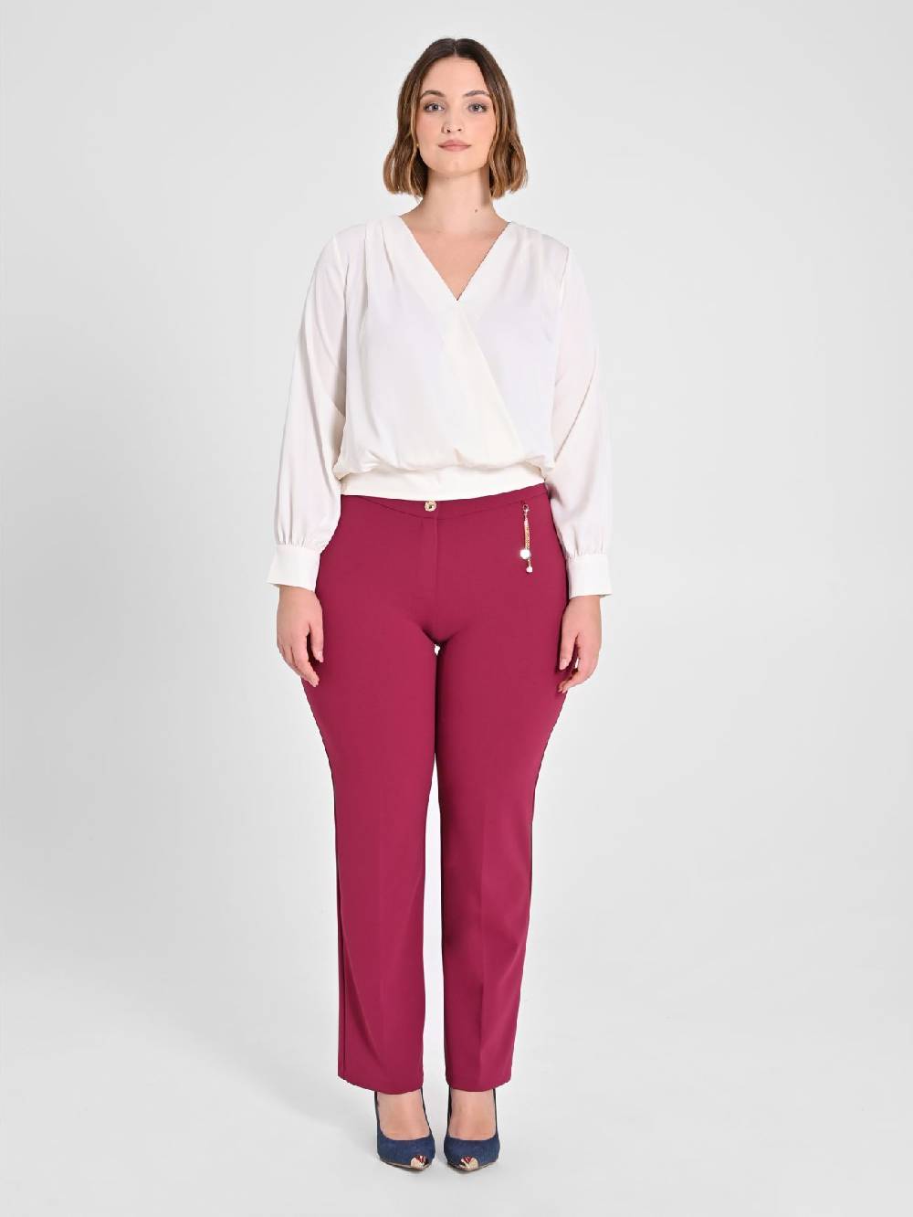 Rinascimento Pantaloni Curvy Bordeaux Prezzo Ridotto