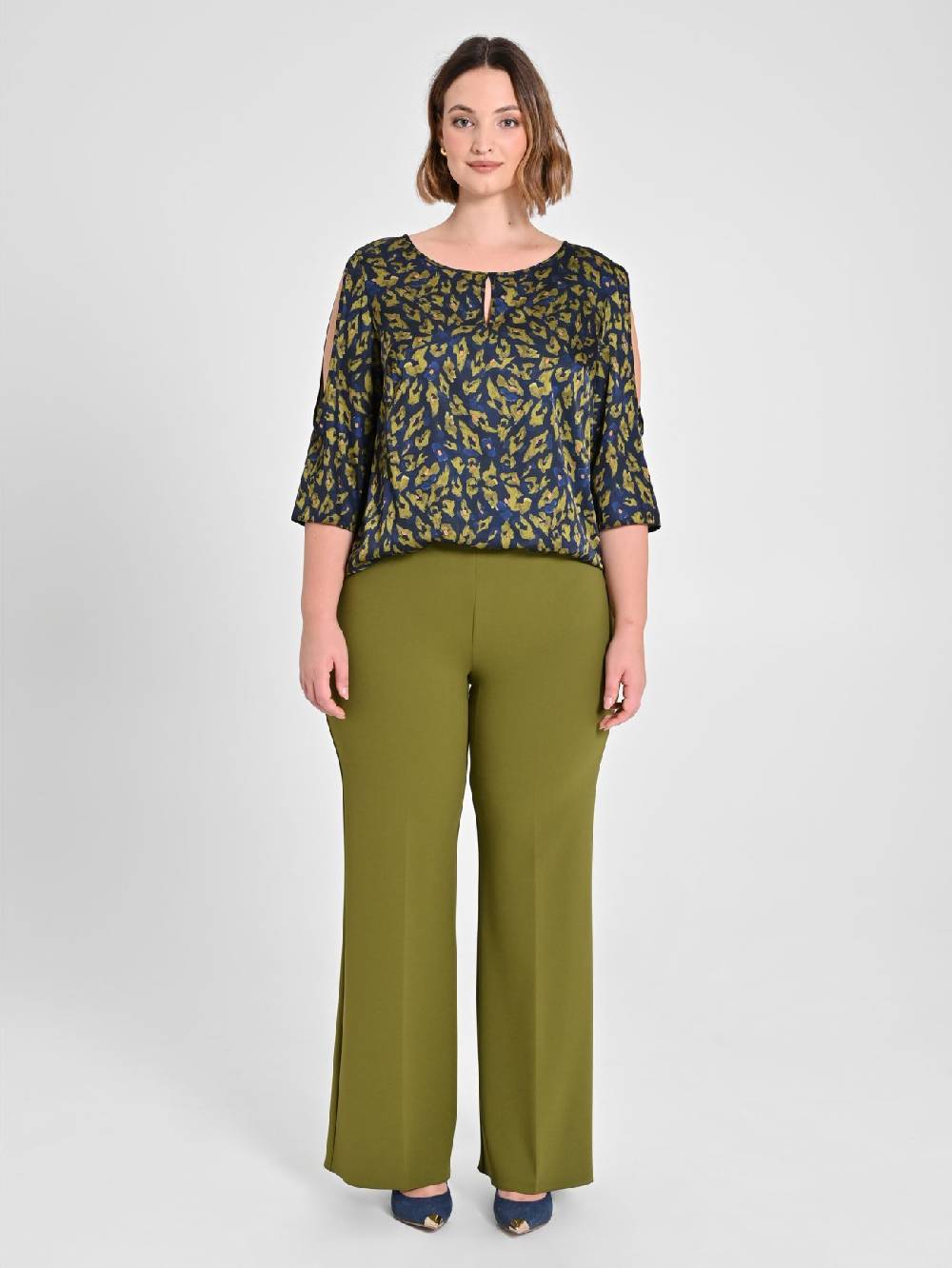 Rinascimento Pantaloni Curvy Verde Muschio Moda