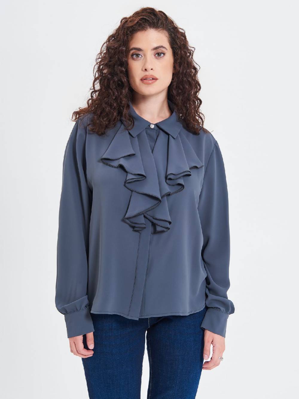 Rinascimento Camicia Curvy Volants Prezzo di fabbrica