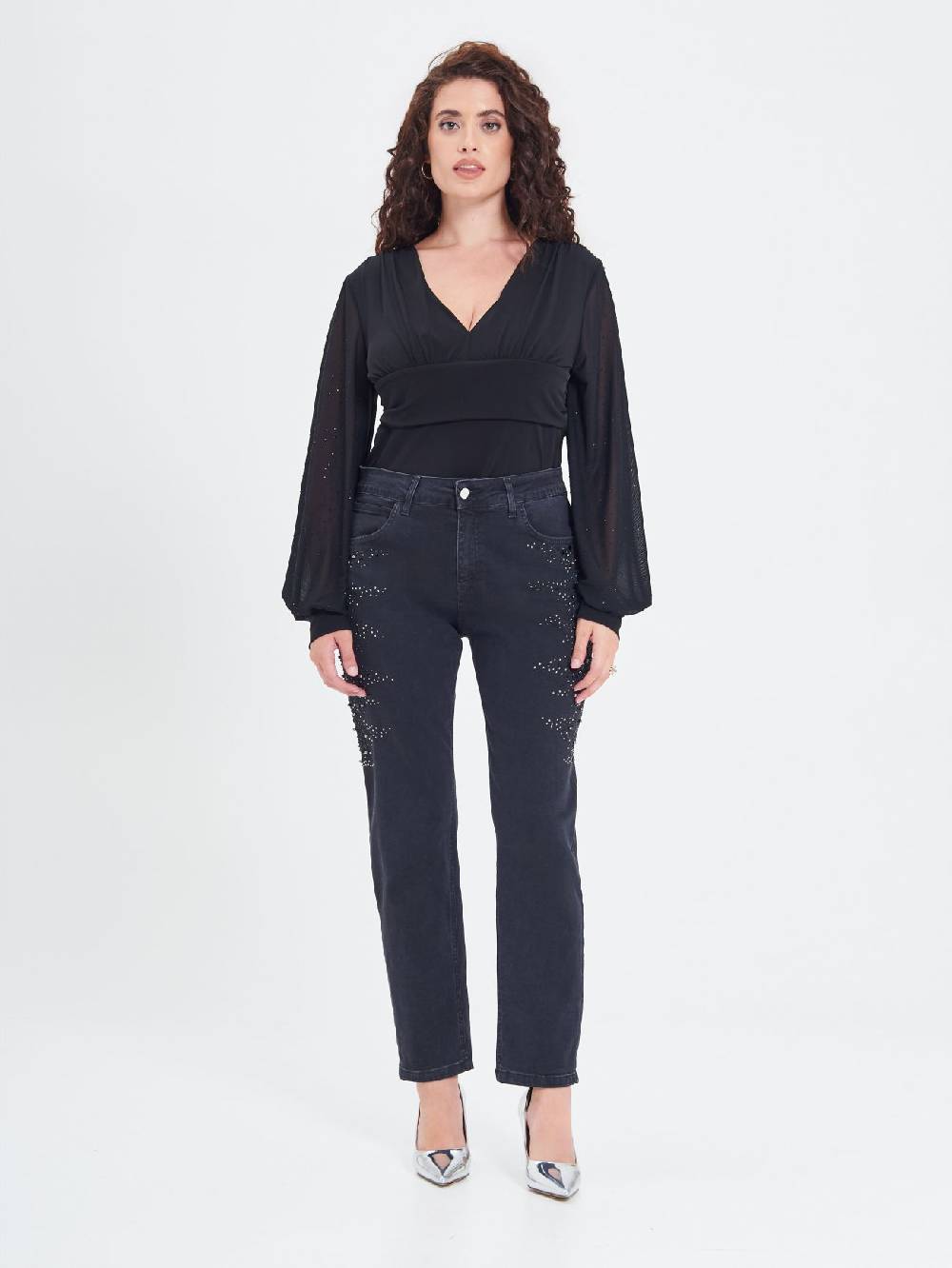 Rinascimento Jeans Curvy Borchie & Strass Online