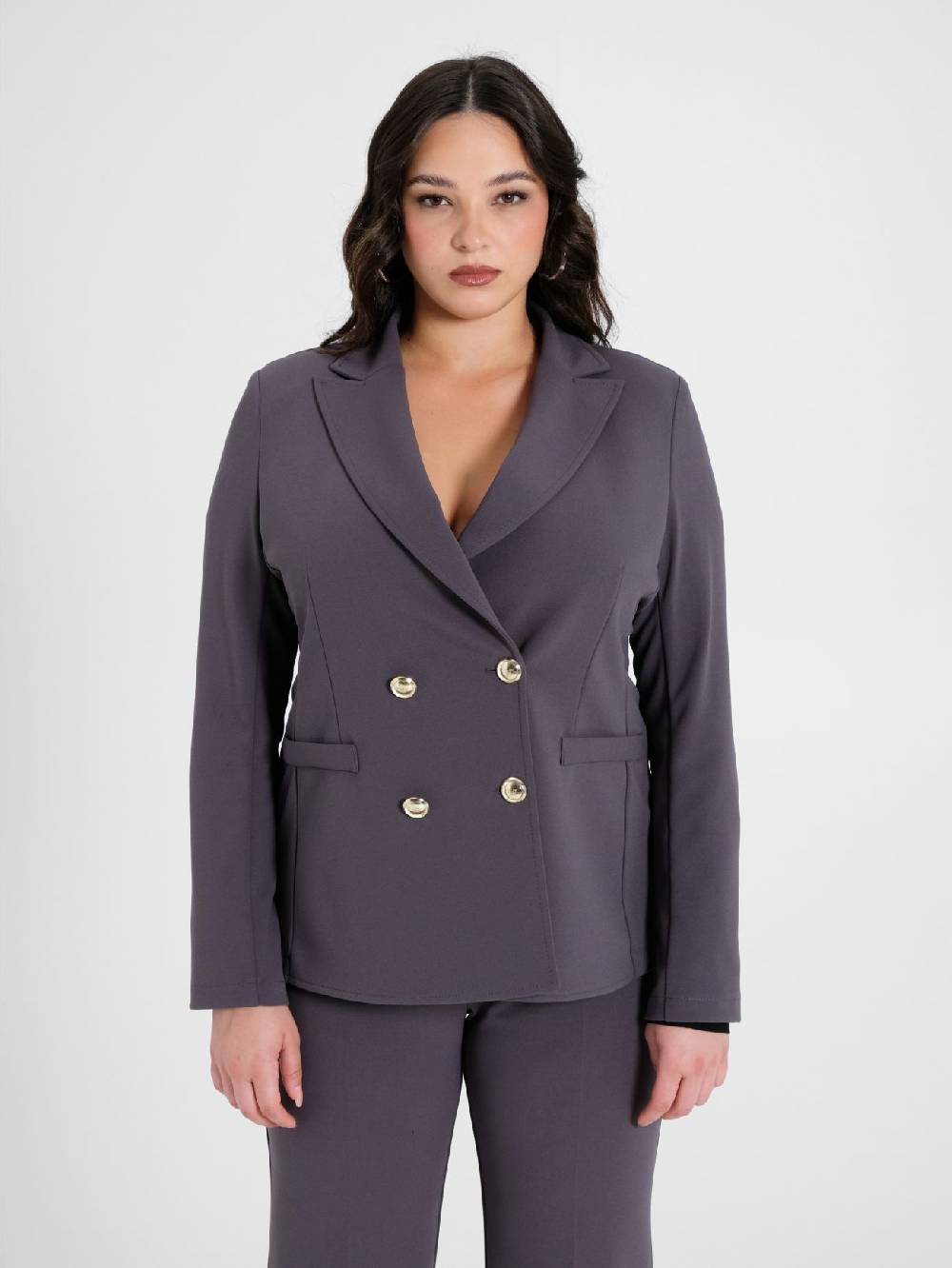 Rinascimento Giacca Curvy Doppiopetto Grigio Scuro Saldi