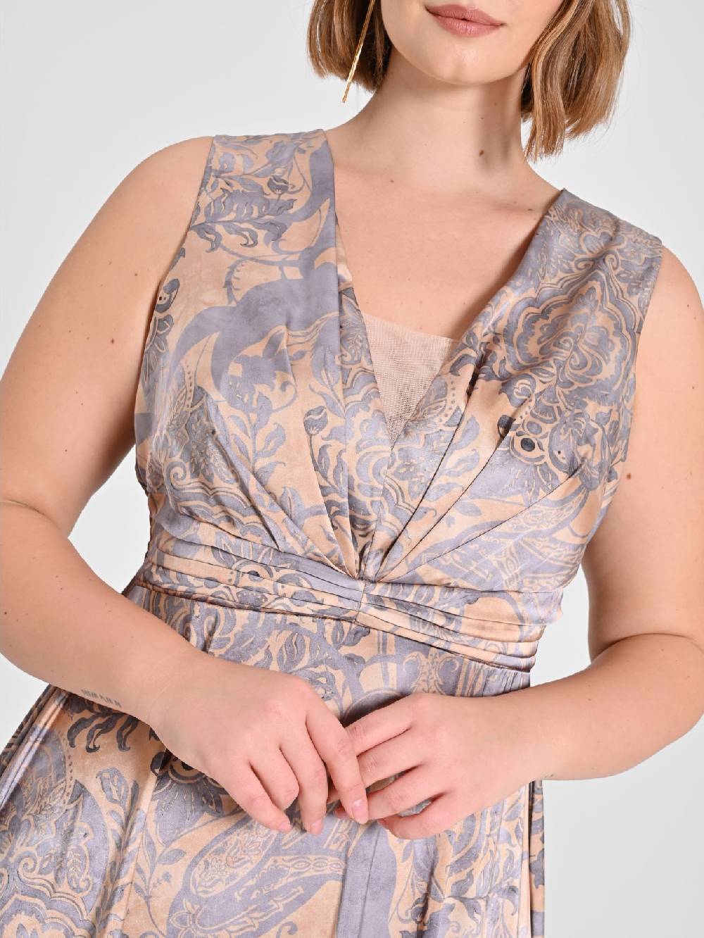 Rinascimento Abito curvy in raso stampa cachemire Hotsell
