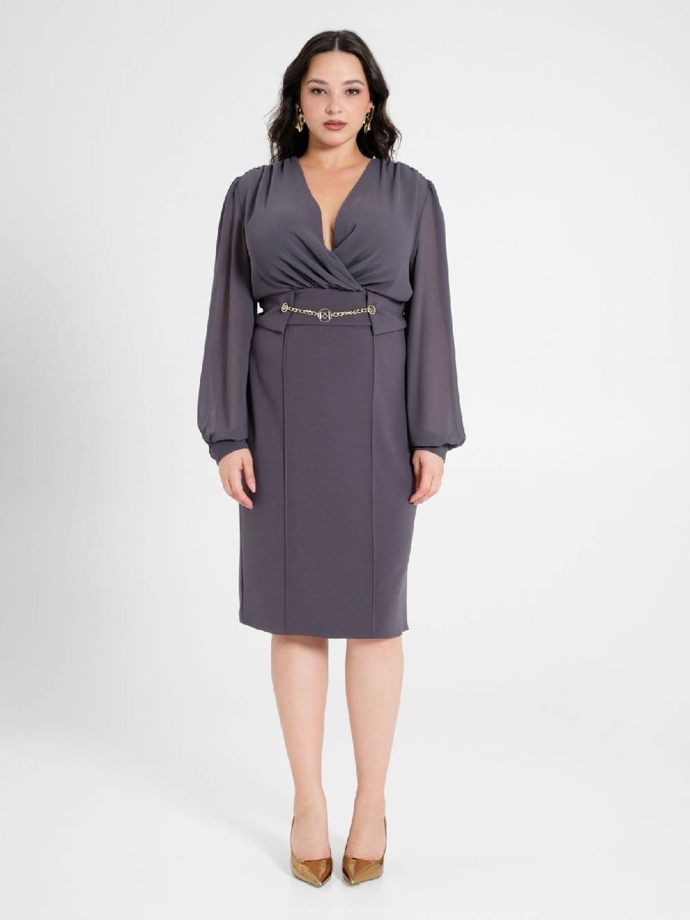 Rinascimento Tubino Curvy Chain Grigio Vendita Economica