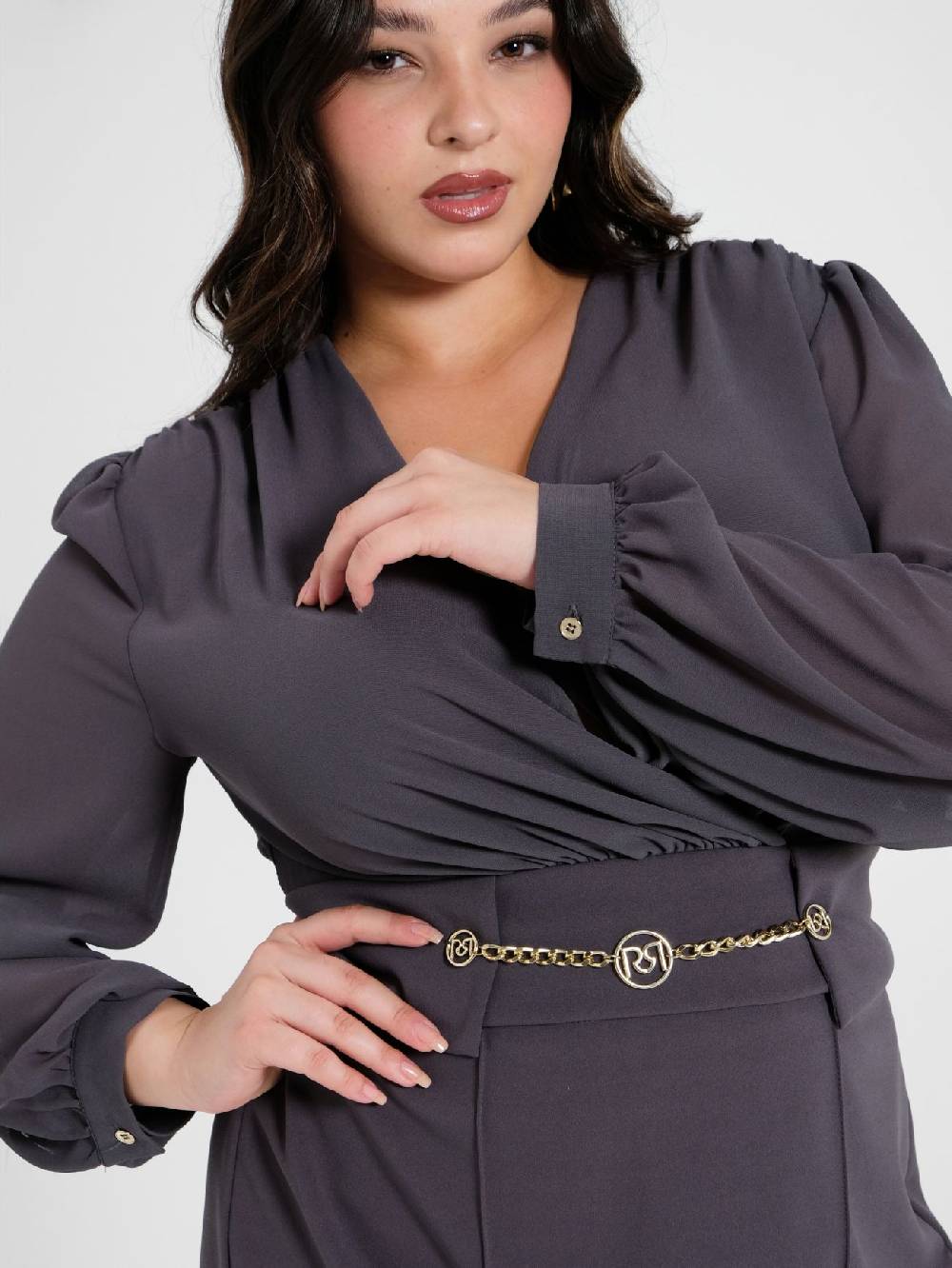 Rinascimento Tubino Curvy Chain Grigio Vendita Economica