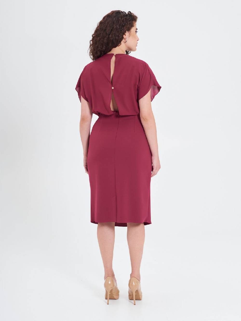 Rinascimento Abito Curvy Nodo Bordeaux Saldi Di Fabbrica
