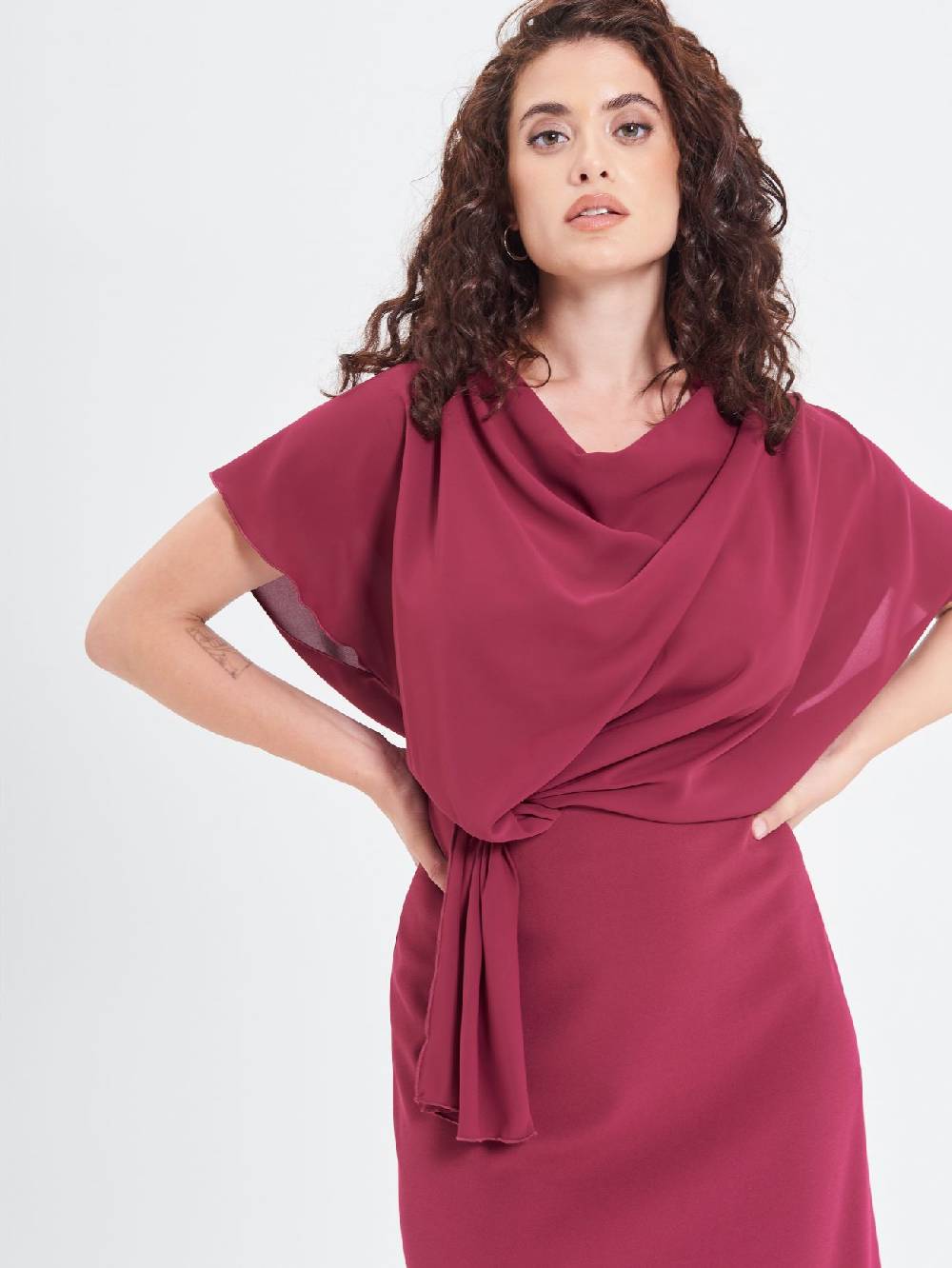 Rinascimento Abito Curvy Nodo Bordeaux Saldi Di Fabbrica