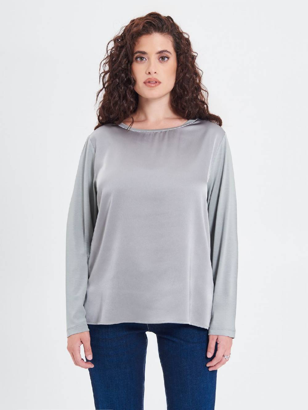 Rinascimento Blusa Curvy Envers Satin Grigia Offerta migliore