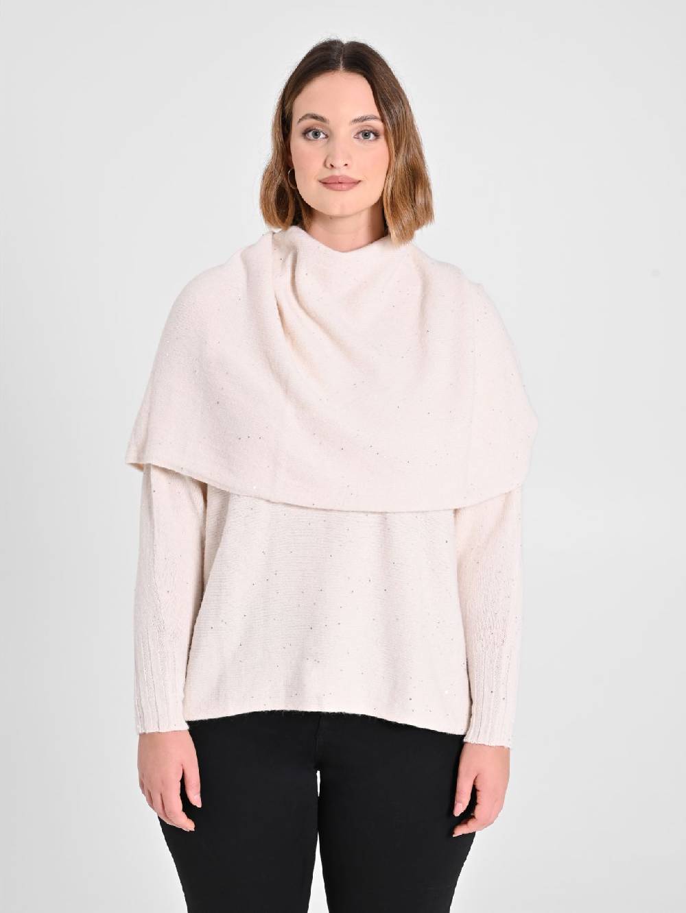 Rinascimento Collo in Maglia Curvy Scaldaspalle Beige Offerte speciali