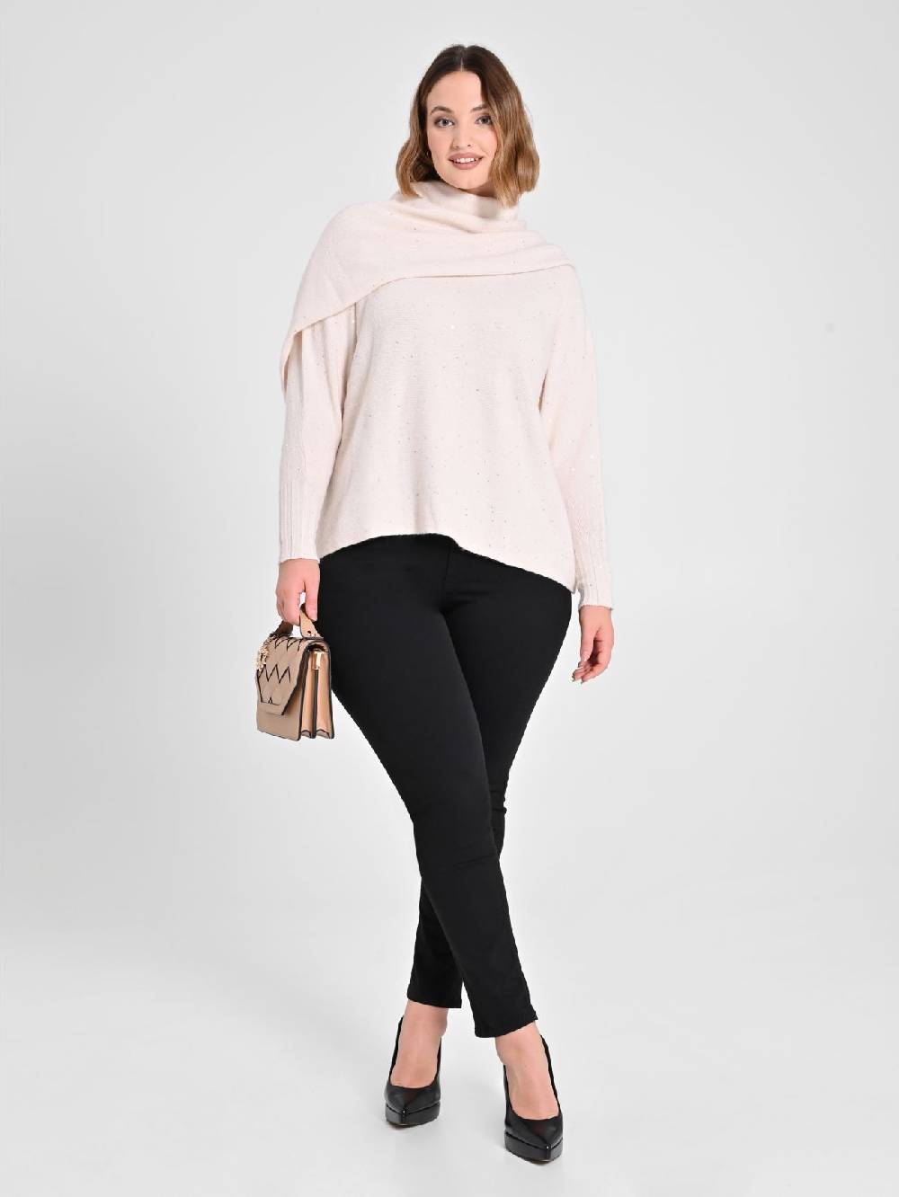 Rinascimento Collo in Maglia Curvy Scaldaspalle Beige Offerte speciali
