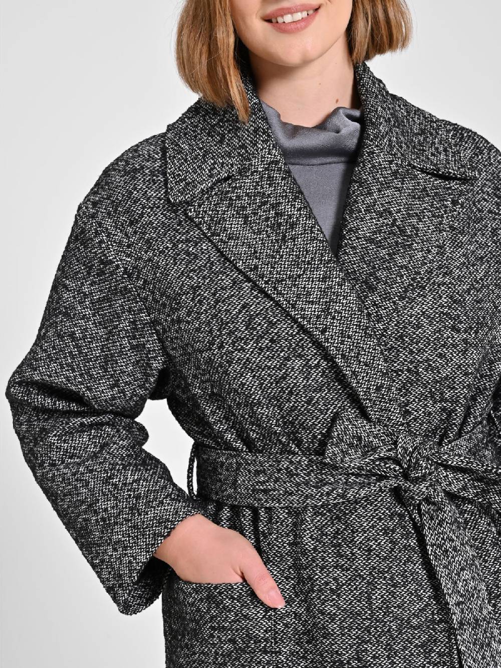 Rinascimento Cappotto Curvy Black & White Enormi risparmi