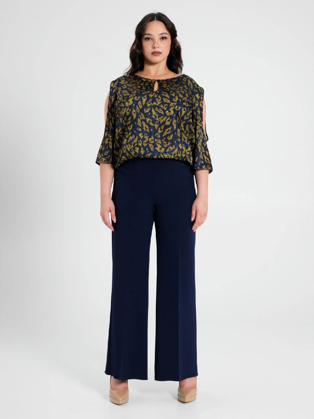 Rinascimento Pantaloni Curvy Palazzo Blu Super Saving Price
