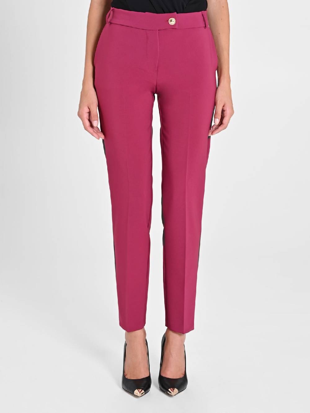 Rinascimento Pantaloni Straight in Tessuto Tecnico Bordeaux Ultimi tre giorni