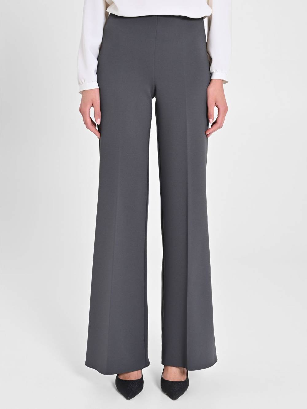 Rinascimento Pantaloni Palazzo in Scuba mano Crepe Grigio Enormi sconti
