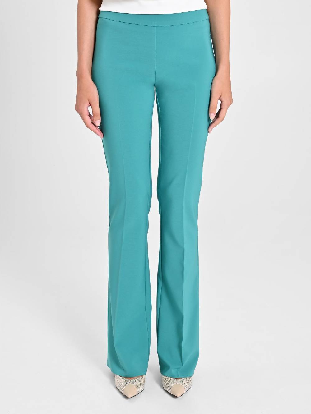 Rinascimento Pantaloni Flared in Tessuto Tecnico Verde Giada 50% di sconto con spedizione gratuita
