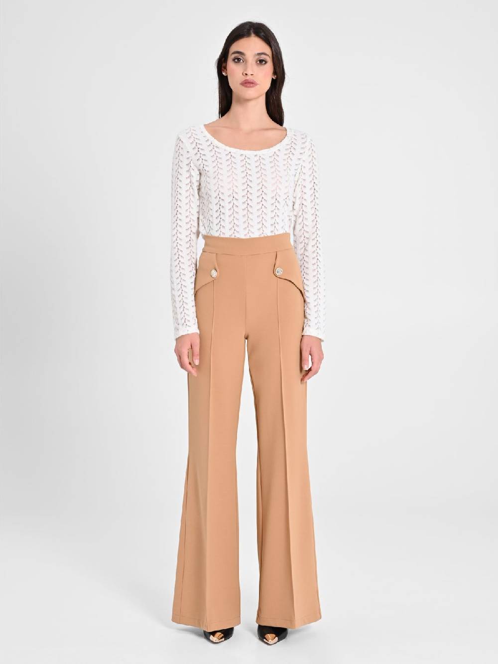 Rinascimento Pantaloni Palazzo con Bottoni Dorati Officina