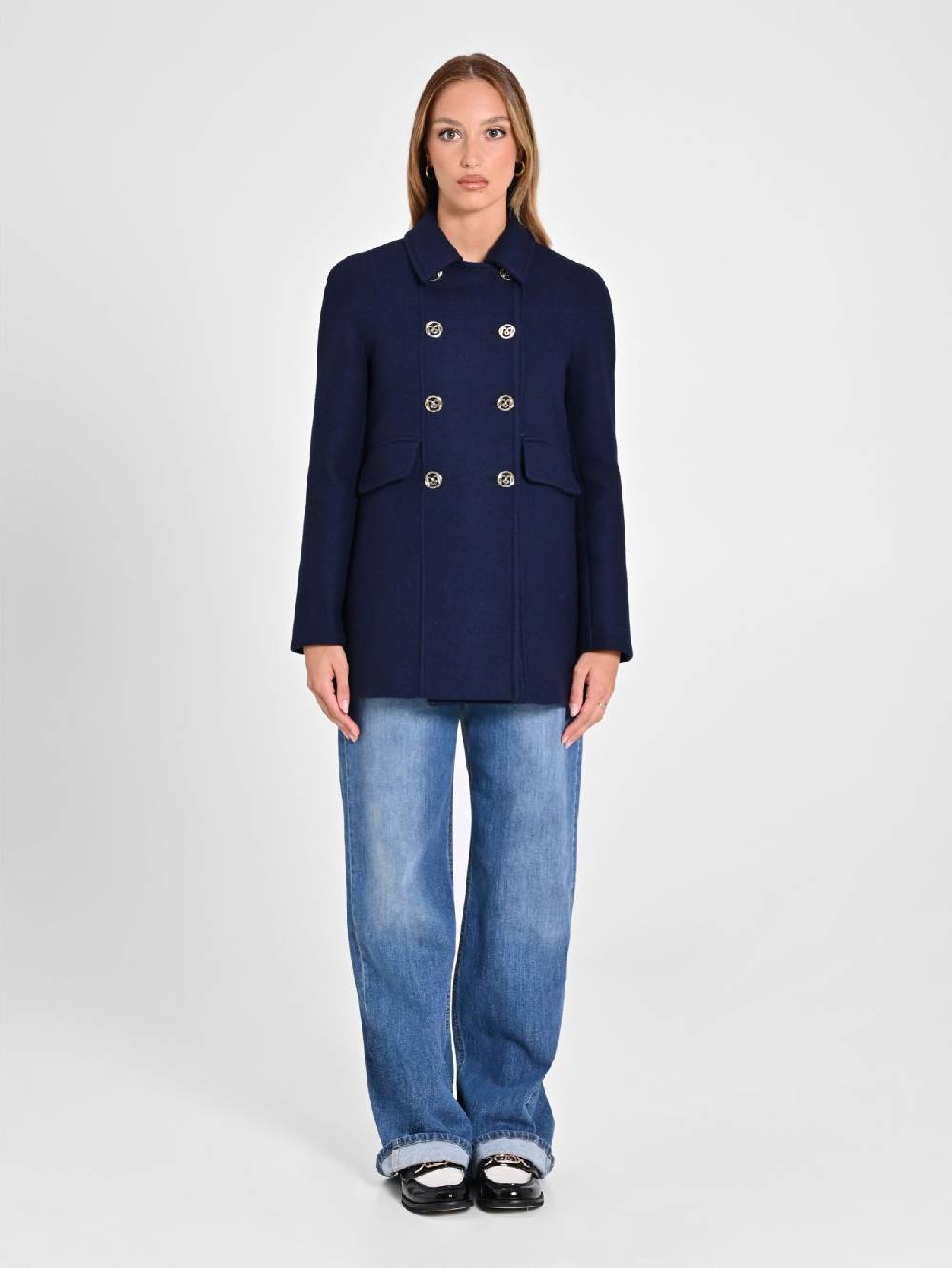 Rinascimento Cappotto Doppiopetto Blu In vendita