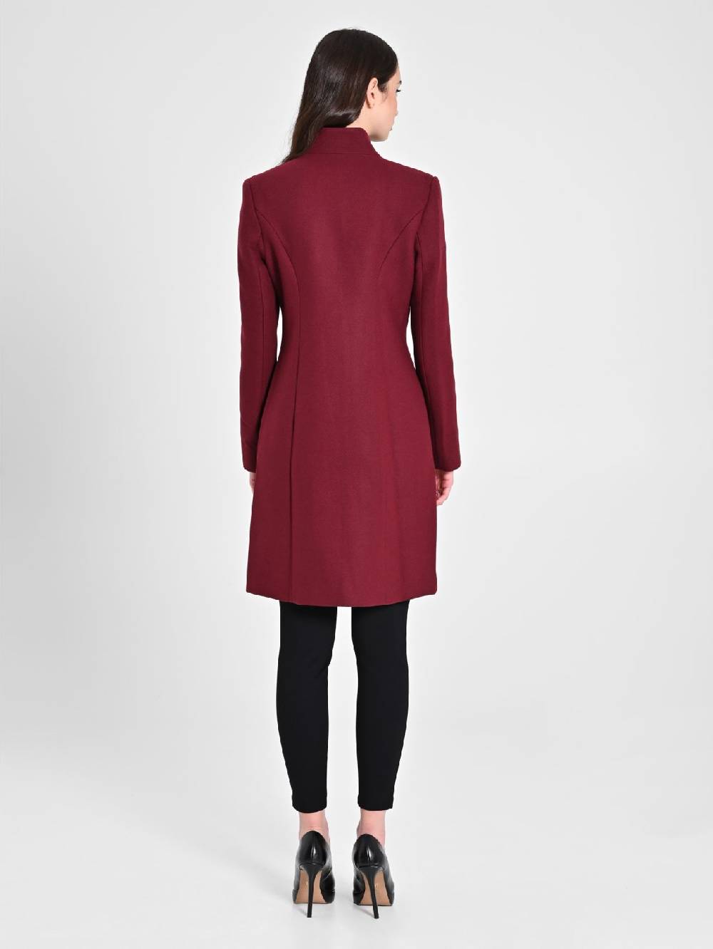 Rinascimento Cappotto Bordeaux con Collo in Piedi Duty-free