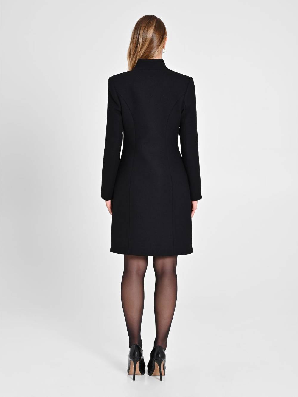 Rinascimento Cappotto Nero con Collo in Piedi 50% di sconto per tempo limitato