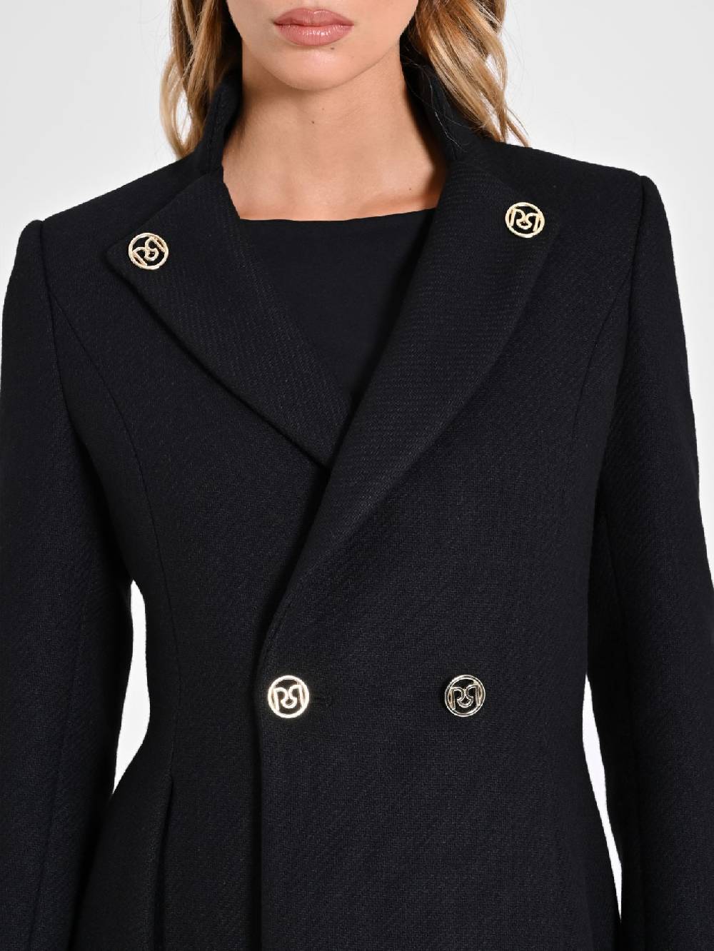 Rinascimento Cappotto Nero con Collo in Piedi 50% di sconto per tempo limitato