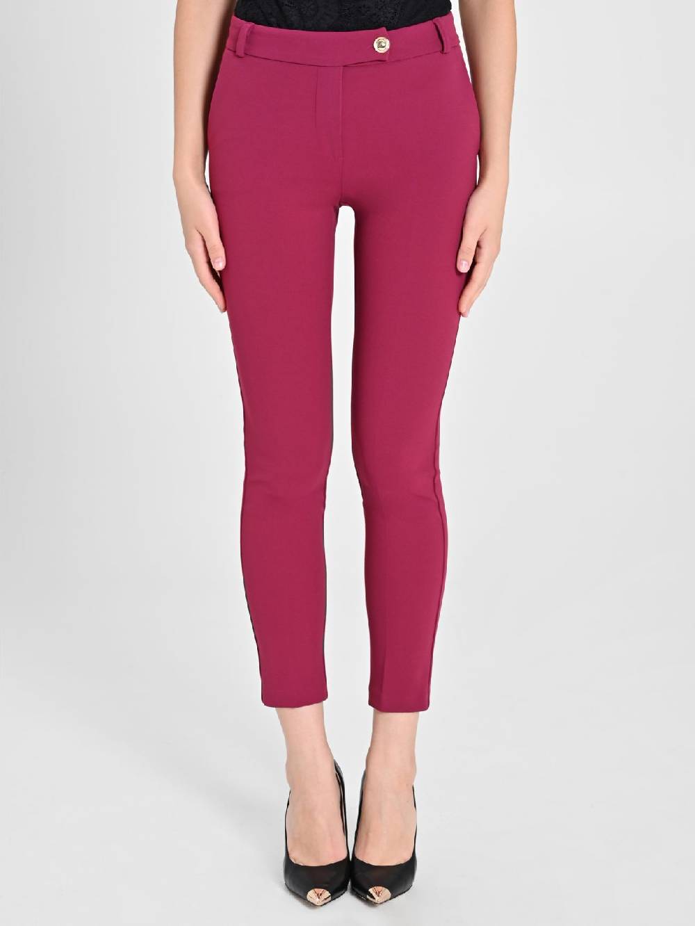 Rinascimento Pantaloni Straight in Scuba mano Crepe Bordeaux Shopping Online