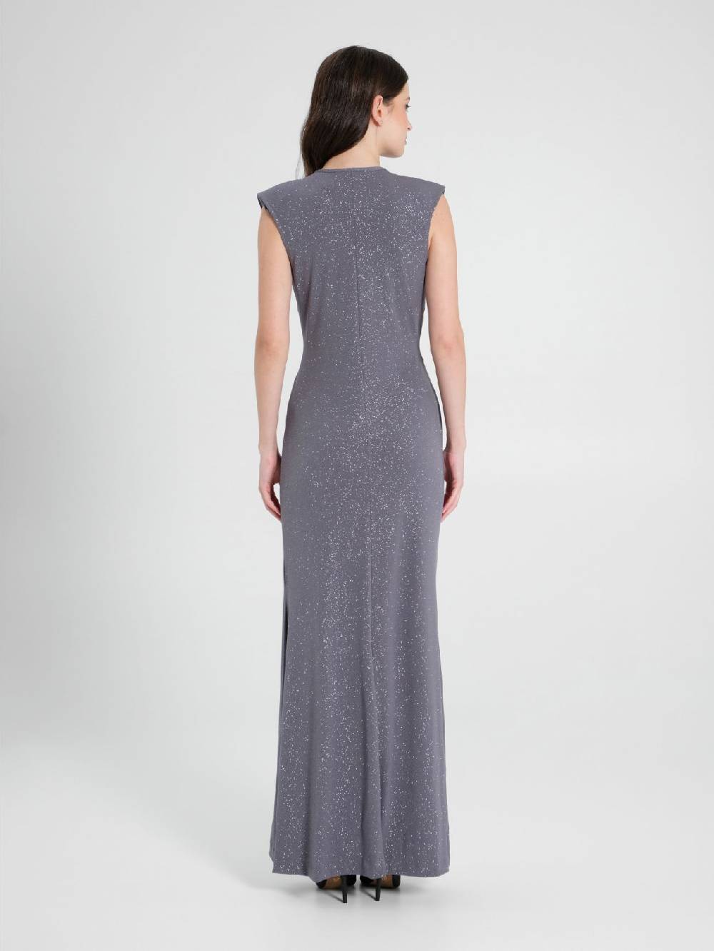 Rinascimento Abito Arriccio Microglitter Grigio Donna Sconto di tempo limitato