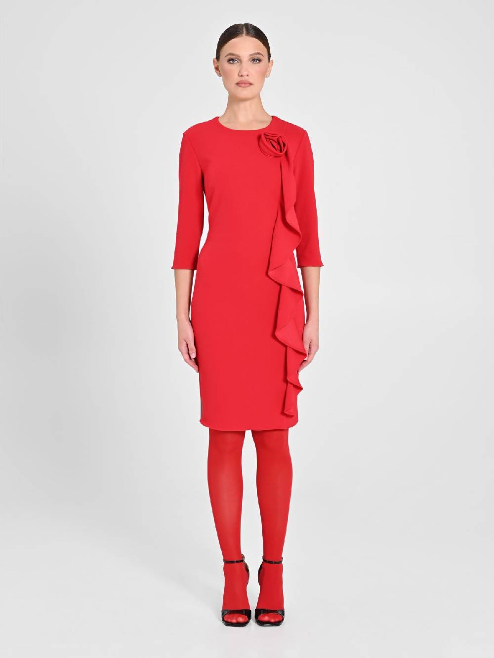 Rinascimento Tubino Rosso Rosa Rouche Fino al 60% di sconto