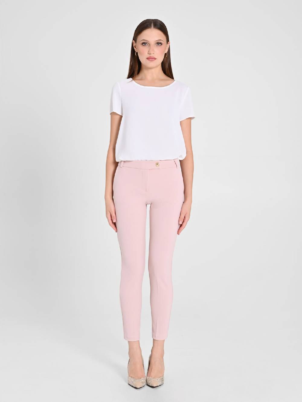Rinascimento Pantaloni Straight in Scuba mano Crepe Rosa Discount Store per i nuovi prodotti