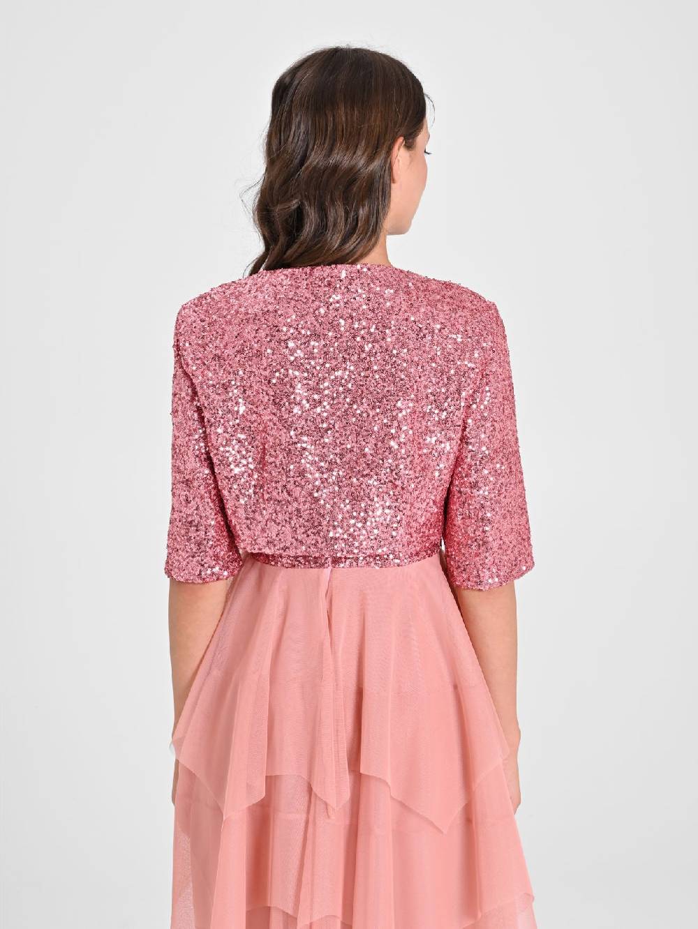 Rinascimento Coprispalle Aperto in Paillettes Rosa Super sconto