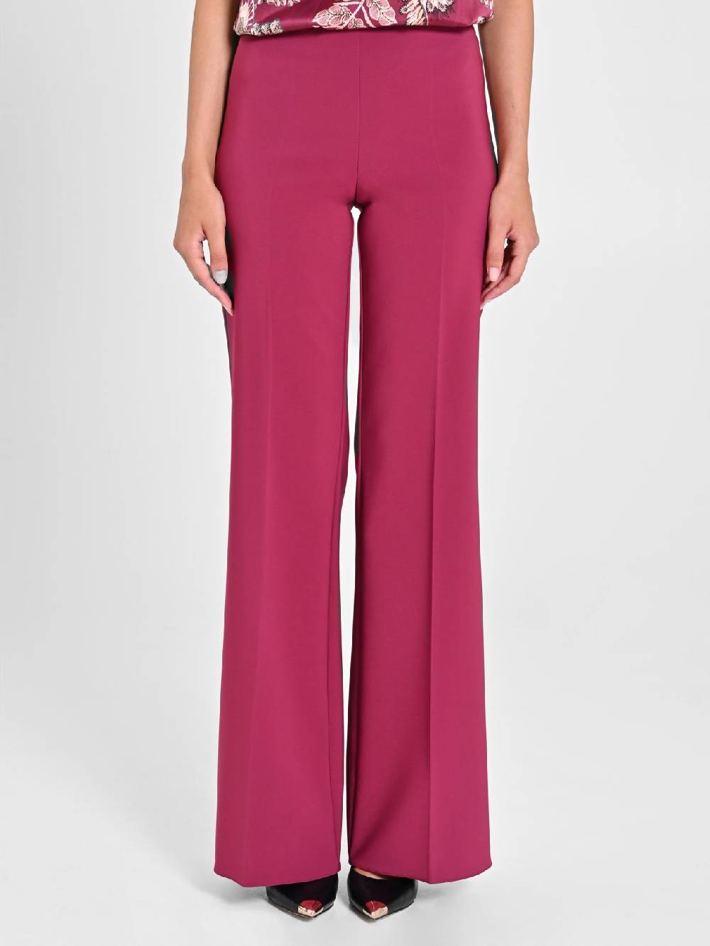 Rinascimento Pantaloni Palazzo in Tessuto Tecnico Bordeaux Donna Limitato a 3 giorni