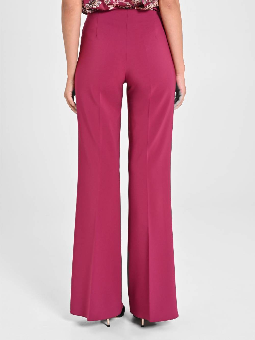 Rinascimento Pantaloni Palazzo in Tessuto Tecnico Bordeaux Donna Limitato a 3 giorni