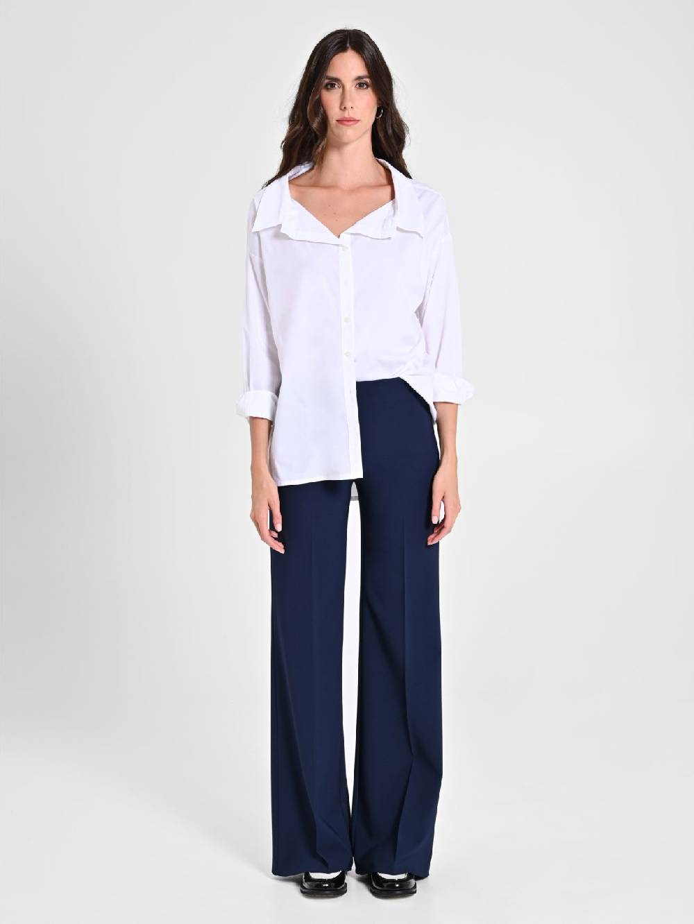 Rinascimento Pantaloni Palazzo in Tessuto Tecnico Blu Esporta salva