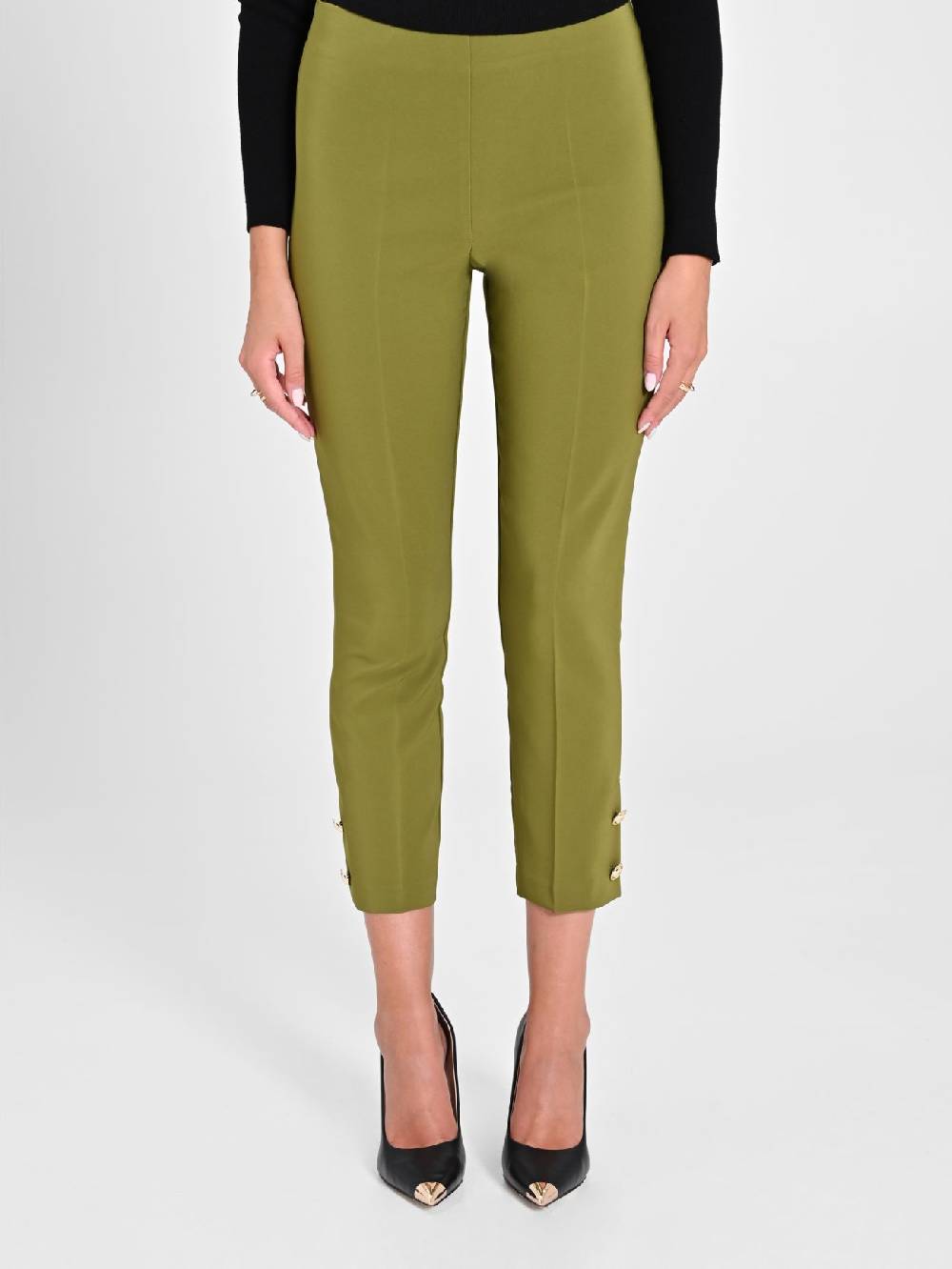 Rinascimento Pantaloni Slim in Tessuto Tecnico Verde Muschio 50% di sconto per tempo limitato