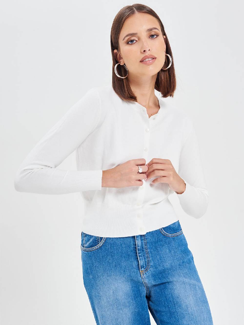 Rinascimento Cardigan Bianco in Maglia Eco Vero® Nuovo