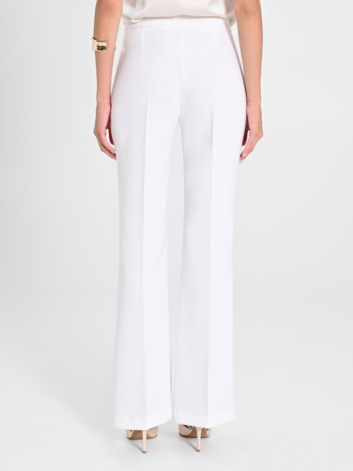 Rinascimento Pantaloni Mid Flared in Tessuto Tecnico Bianco In Saldo
