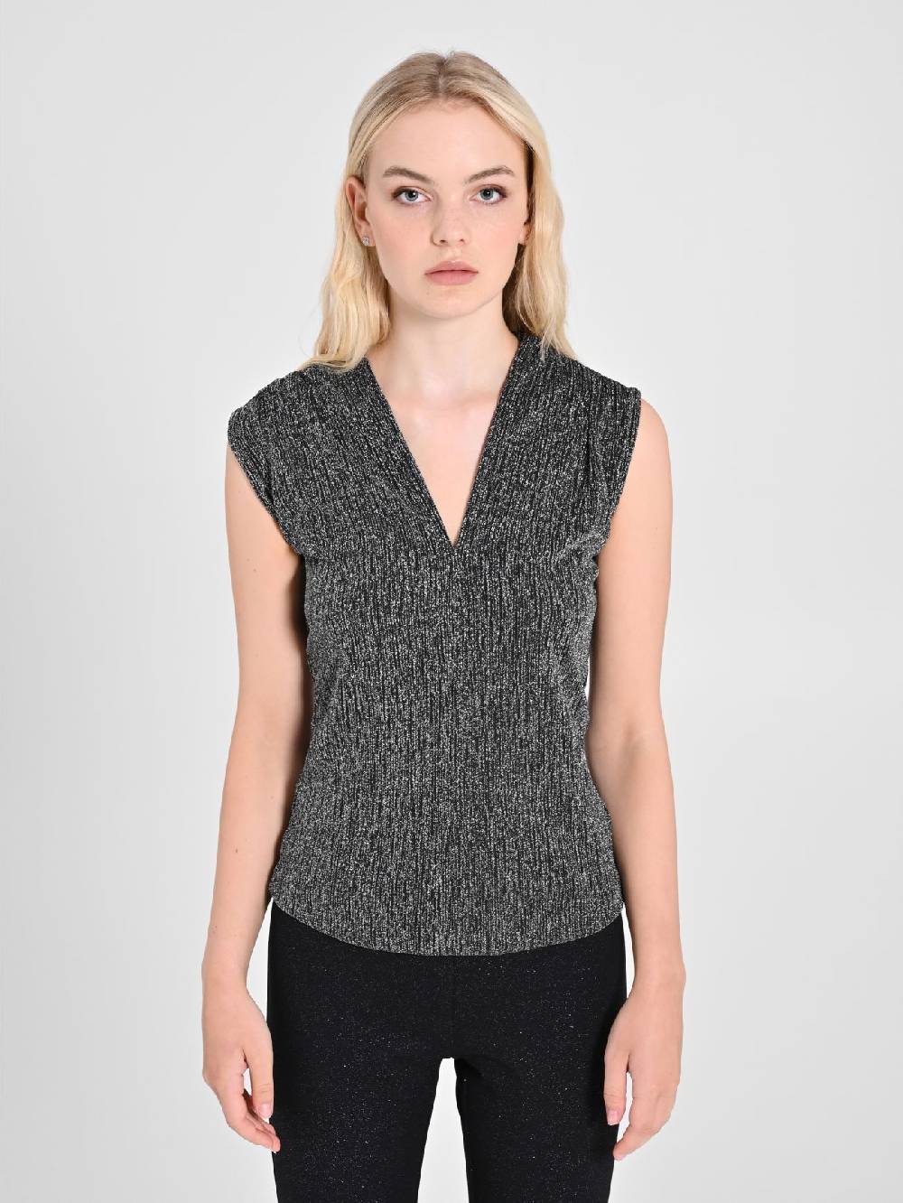 Rinascimento Top Nero & Argento Lurex Offerta esclusiva