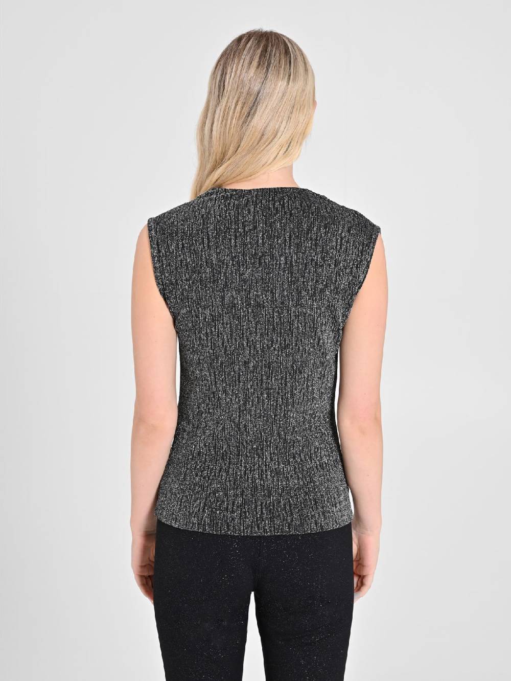Rinascimento Top Nero & Argento Lurex Offerta esclusiva