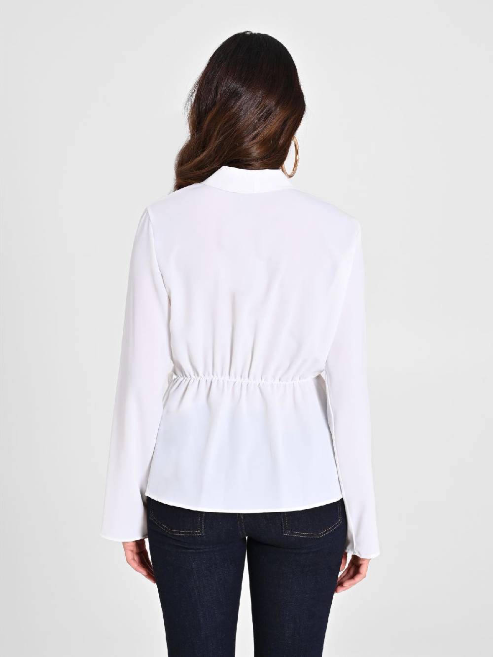 Rinascimento Blusa Bianca con Drappeggio Offerta Giorno del Papà