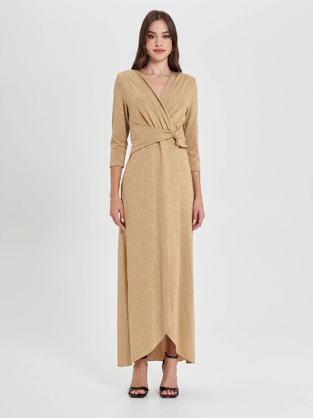 Rinascimento Abito Lungo Oro Lurex Offerta San Valentino