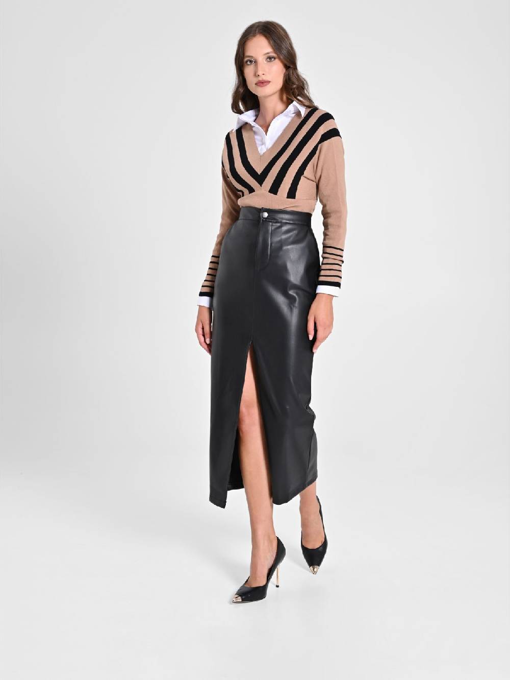 Rinascimento Maxi Gonna in simil pelle Offerte esclusive