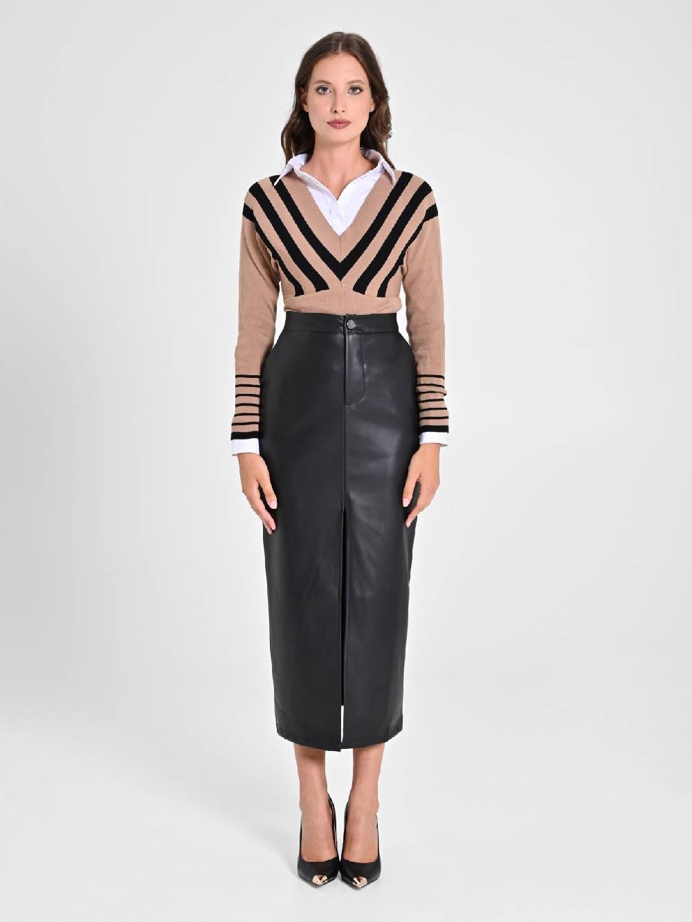 Rinascimento Maxi Gonna in simil pelle Offerte esclusive