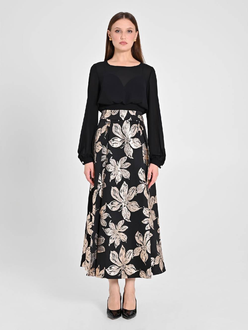Rinascimento Gonna Fiori Dorati Jacquard Offerte giornaliere