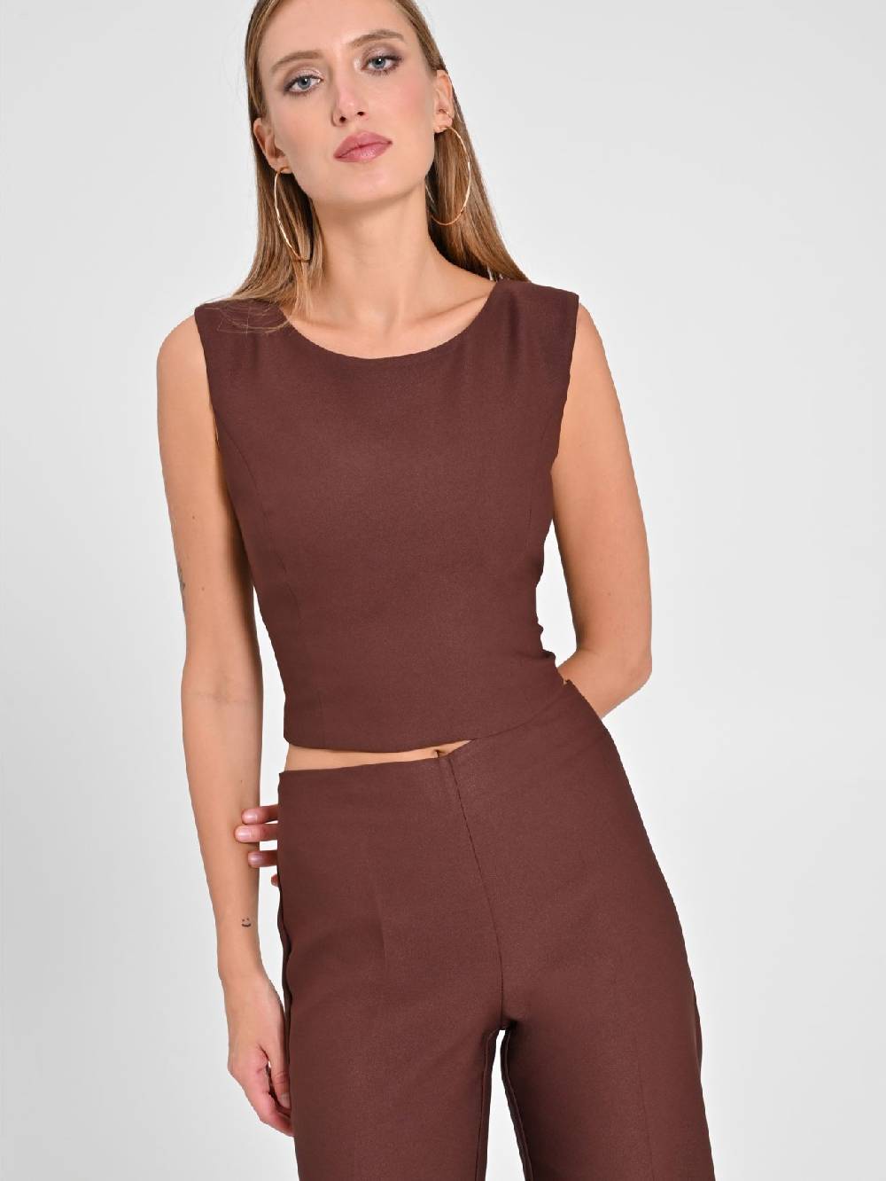 Rinascimento Top in in Envers Satin Marrone Prezzo basso