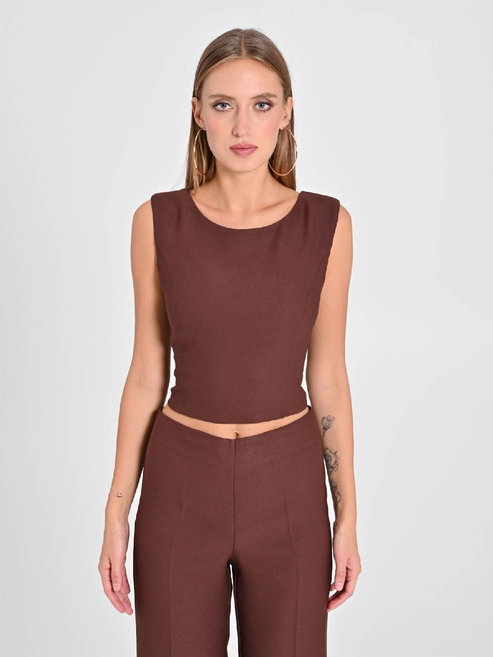 Rinascimento Top in in Envers Satin Marrone Prezzo basso