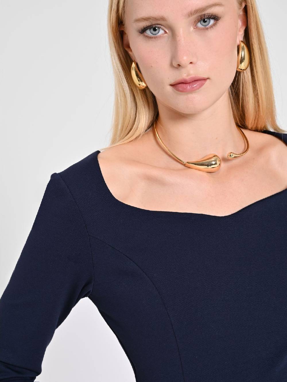Rinascimento Tubino Blu in Punto Milano Super Saving Price