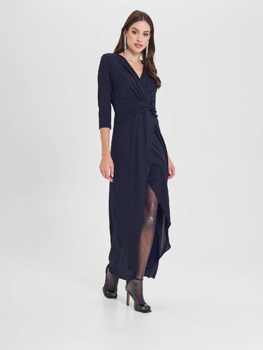 Rinascimento Abito Lungo Blu Lurex
