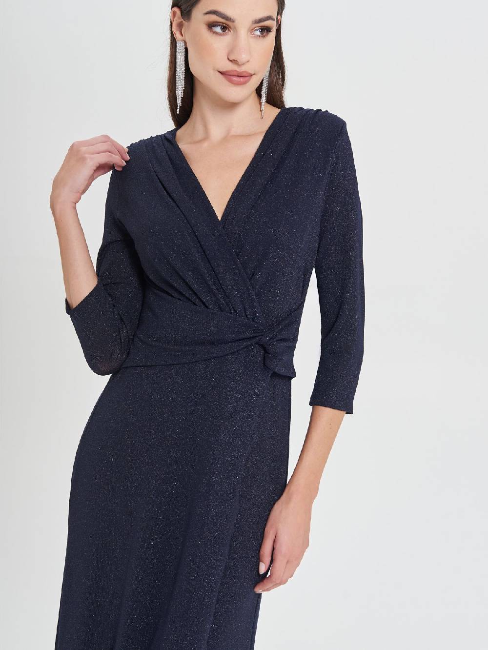 Rinascimento Abito Lungo Blu Lurex Ritorno libero